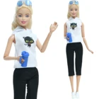 Наряды для кукол, белые толстовки, черные шорты, штаны, очки, обувь, милая повседневная одежда, Одежда для куклы Барби, набор аксессуаров, игрушка