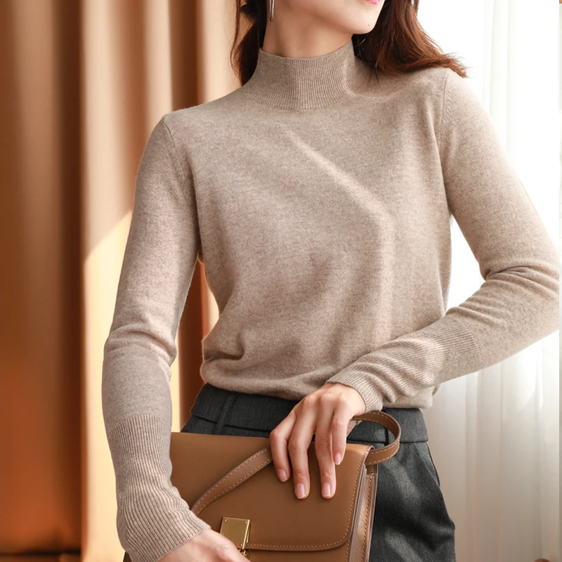

Fashion Half Turtlrnrck Sweater Women Long Sleeve Knitted Pullovers Women Bottoming Tops Autumn Winter Knitwears Jumper 29015