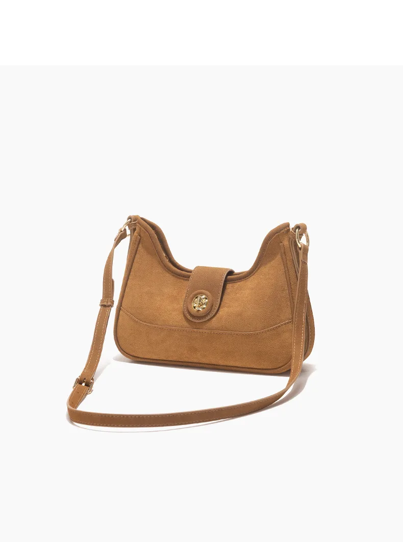 2024 новая осенне-зимняя замшевая сумка для хлеба в стиле ретро женская матовая на