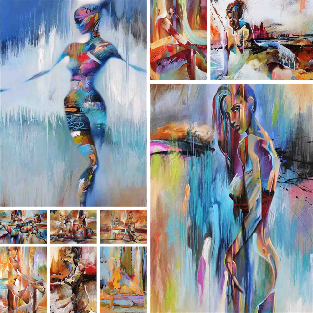 

Abstrack Art Printed Fabric Cross Stitch Embroidery Patterns Craft Painting Handicraft Needlework Stamped Different Room Decor