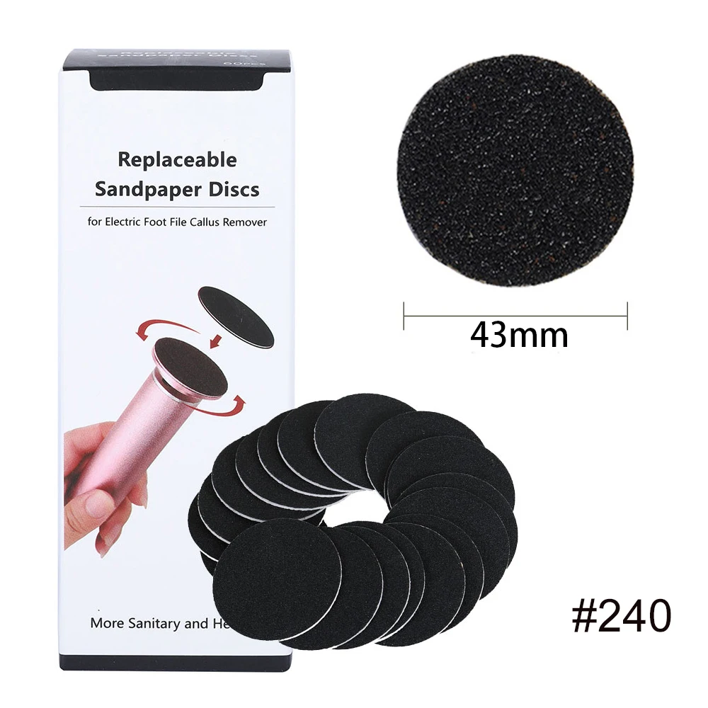 

20/40pcs 240 Grit 4.3CM Replaceable Sandpaper Disc Pedicure Cuticle Callus Remove Tool For Electric Foot File Hard Dead Skin