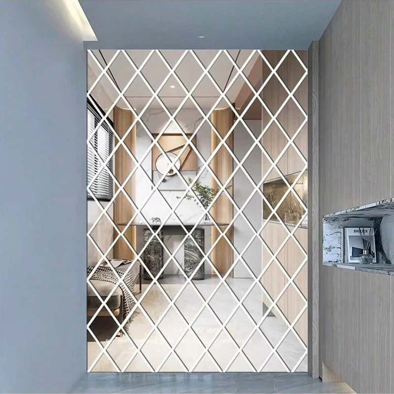 

3D-наклейки С Ромбовидными Зеркалами Для Декора Стен, Комбинация Из Нескольких Частей