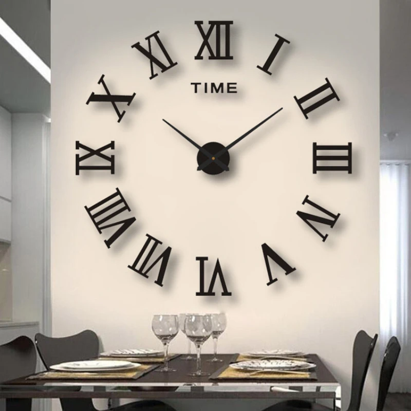 DIY Simple Modern Design Digital Clock Silent Wall Clock Office Living Room Home Wall Decoration Punch-Free Wall Sticker Clock