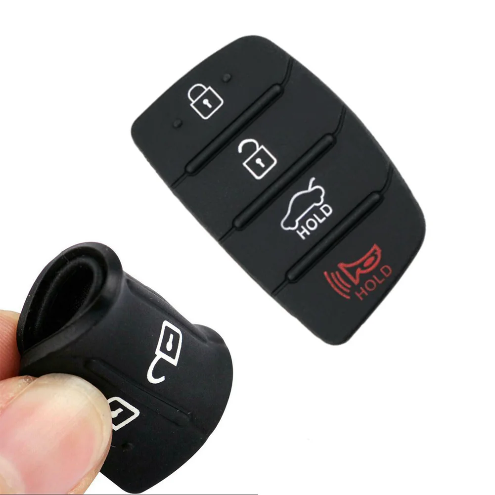 

1 X Car Interior Key Box Rubber Button Pad Replacement For Hyundai 4 Buttons Remote Key Fob Housing Shell Car Styling Accessory