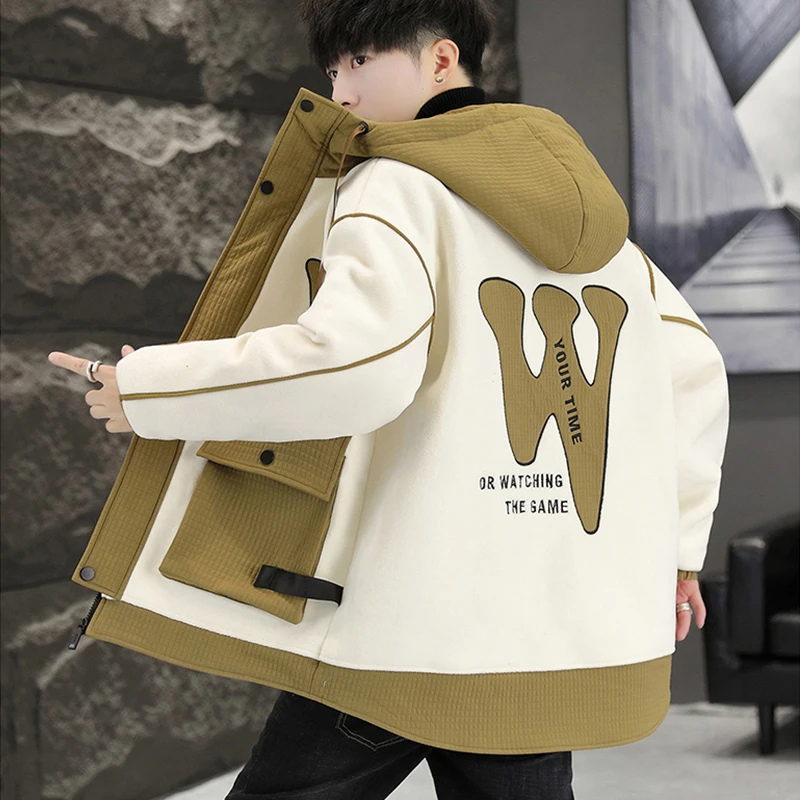 Повседневная Новинка 2024 зимние мужские куртки с капюшоном и хлопковой