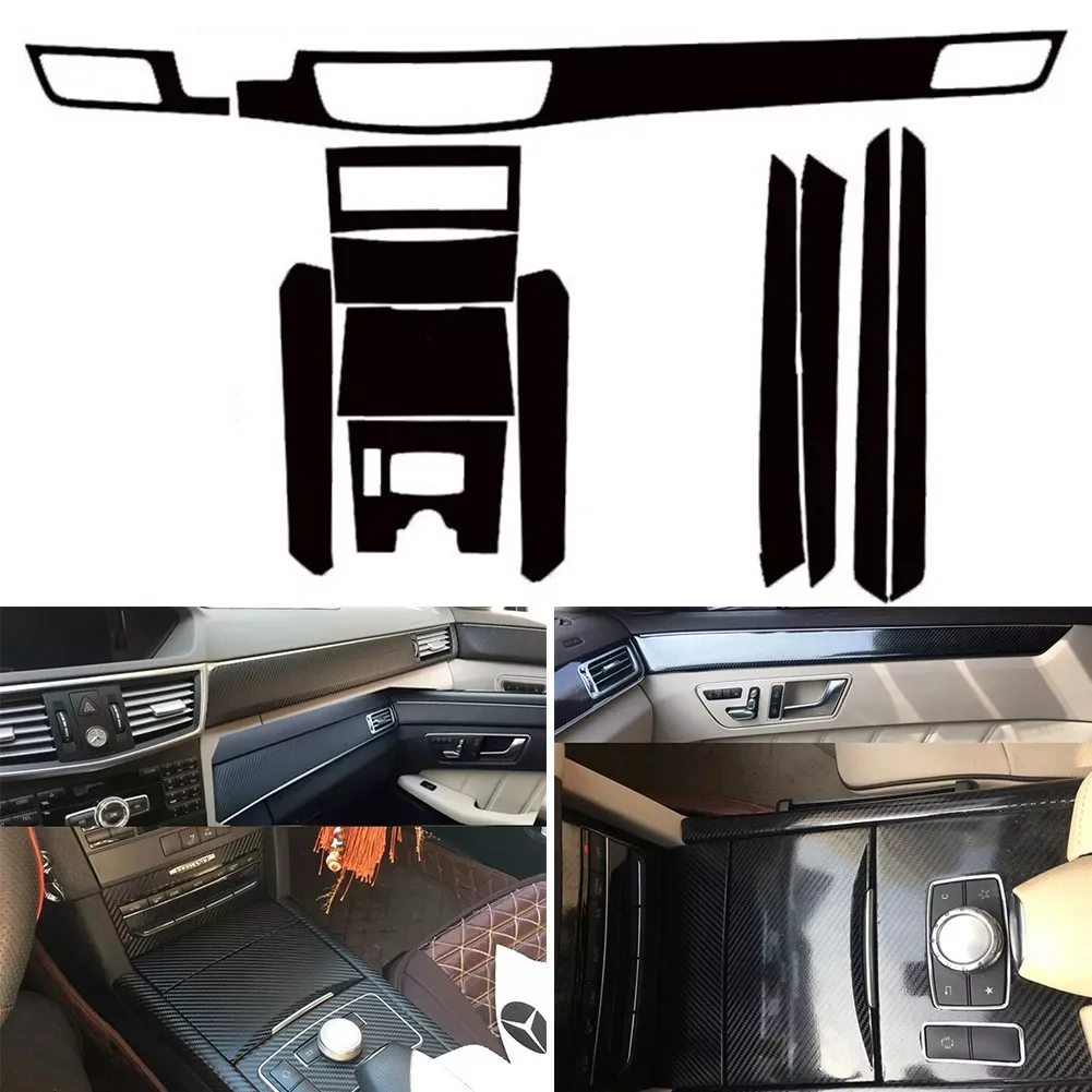 

1set Car Styling Center Console Decoration 5D Carbon Fiber Sticker Trim For Mercedes-Benz E200 E260 14-15 Auto Interior Sticker