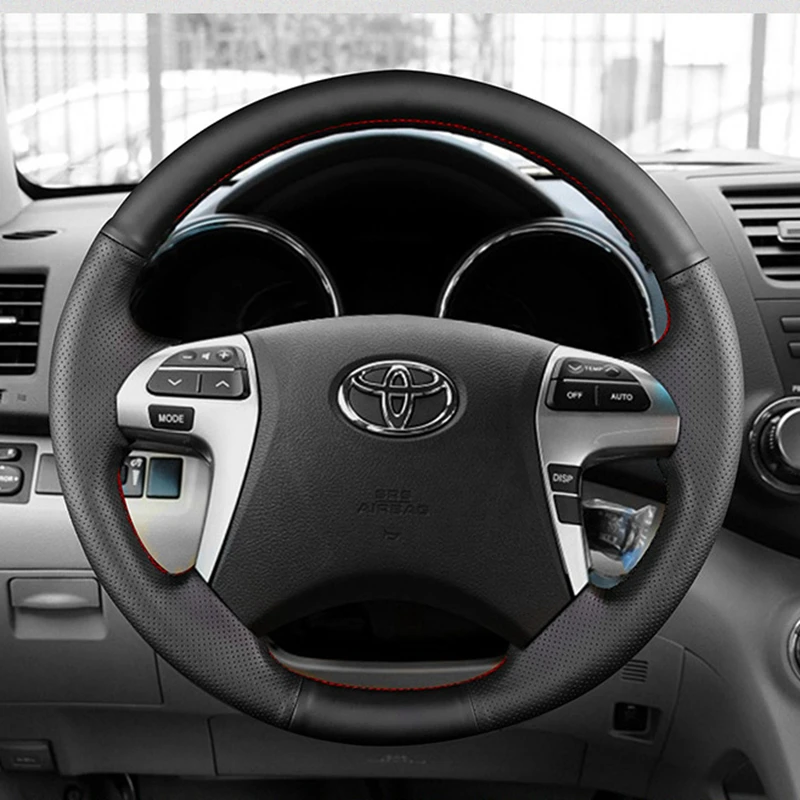 

Car Steering Wheel Cover Braiding Auto Interior Accessories Artificial Leather For Toyota Highlander Toyota Camry Fortuner Hilux