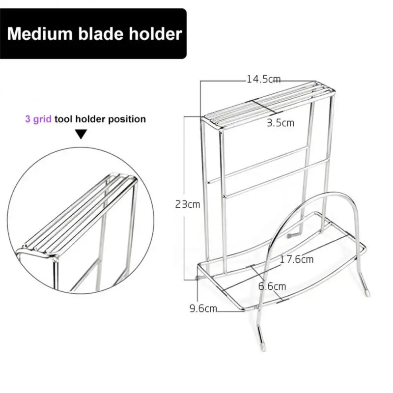 

Corrosion Resistance Kitchen Knife Storage Holder Anti-skid Safety Practical Tool Storage Rack Non-magnetic Stainless Steel