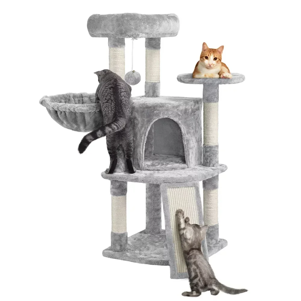 

Multilevel Cat Tree Tower with Condo and Perches, Light Gray