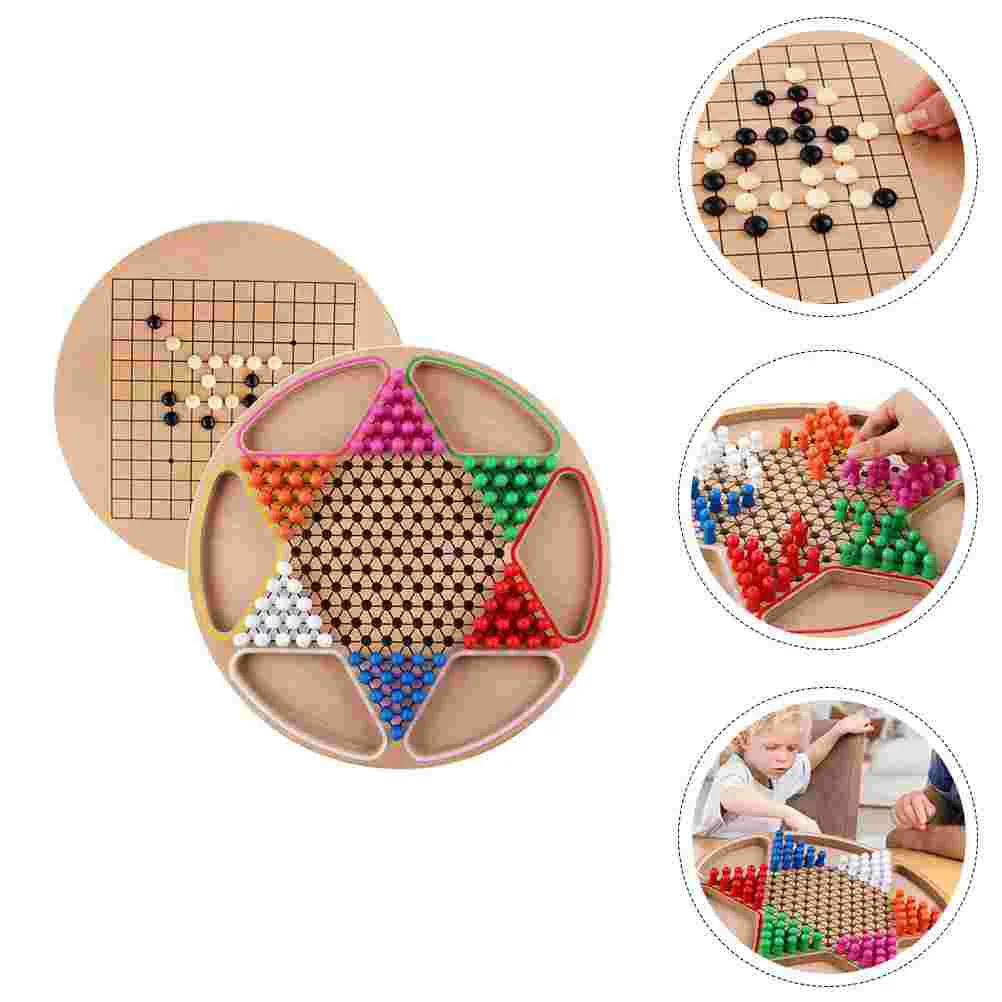 

Checkers Backgammon Educational Gobang Plaything Chinese Toy Kids Toys Checkerboard Two-in-one Wooden Child