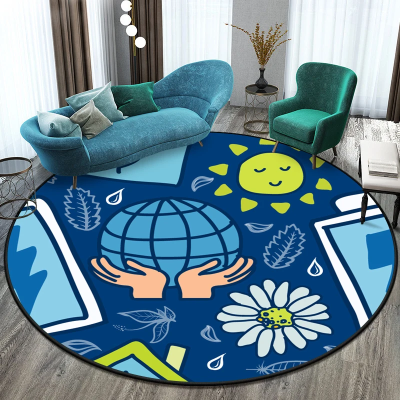 Cartoon printing Round Carpet for Living Room Mat for Children Floor Circle Rug Yoga Mat Bedroom Esports Chair Mat Dropshipping