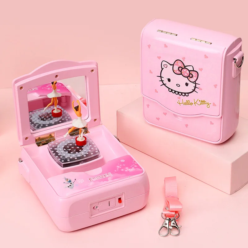 

Красочная светящаяся музыкальная шкатулка Hello Kitty, мультяшная аниме музыкальная шкатулка Sanrio, милая танцевальная девушка, сумка-мессенджер, подарок