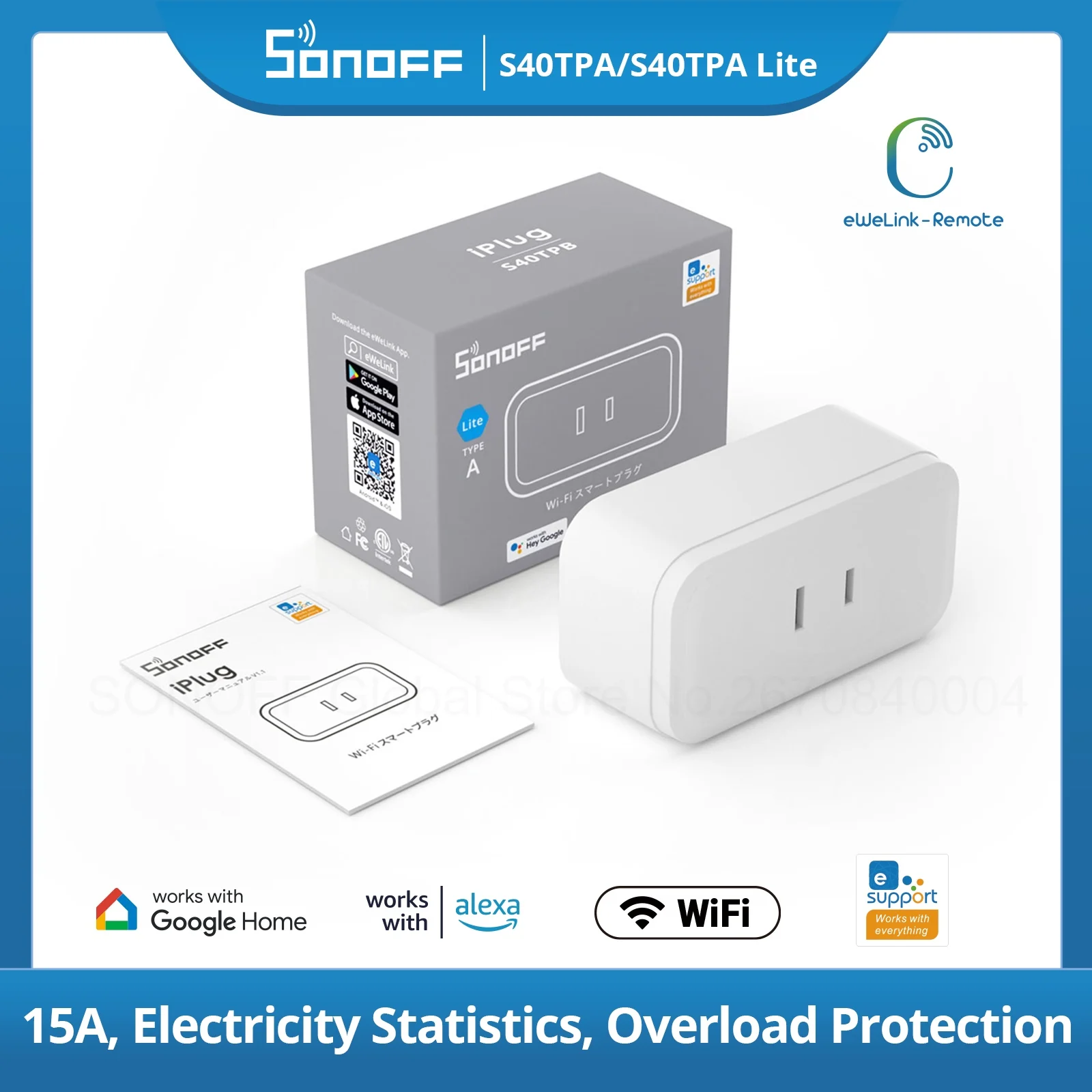 SONOFF S40/S40 Lite Type A 15A интеллектуальная розетка Wi-Fi мини-разъем голосовое