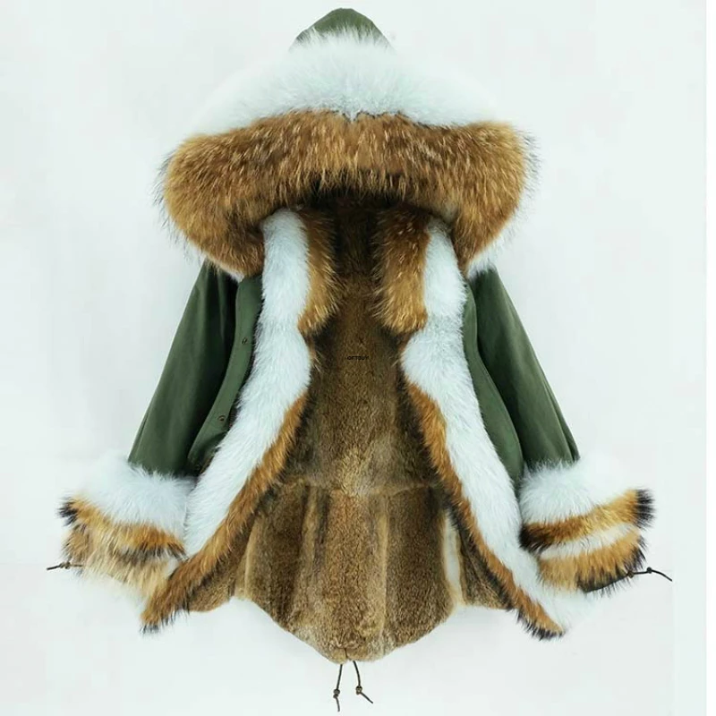 

OFTBUY 2023 Long Parka Real Fur Coat Winter Jacket Women Natural Raccoon Fox Fur Collar Hood Cuffs Rabbit Lliner Outerwear New