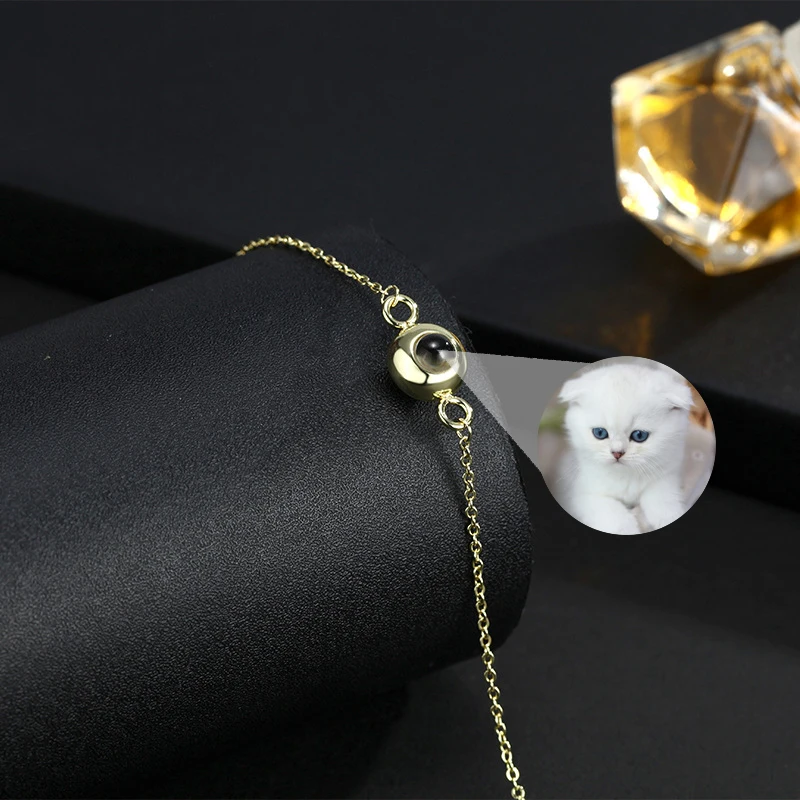 Stainless Steel Link Chain Projection Bracelet Custom Color Photo Women Day Wear Jewelry Nice Birthday Gifts