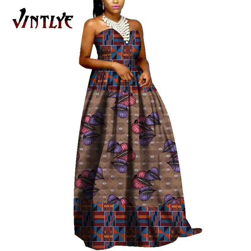 African Dresses for Women Bazin Riche Ankara Print Patchwork Maxi Long Dresses Dashiki African Design Clothing Large Size WY6245