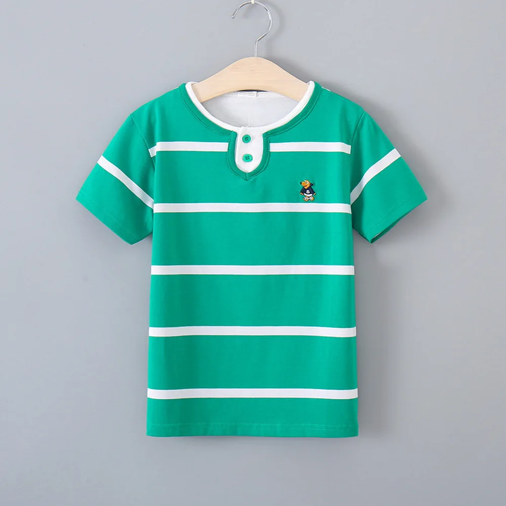 

Футболка для подростков, детская одежда, футболки в полоску для мальчиков, топы, хлопковые летние шорты, футболка с рукавом, повседневные Ка...