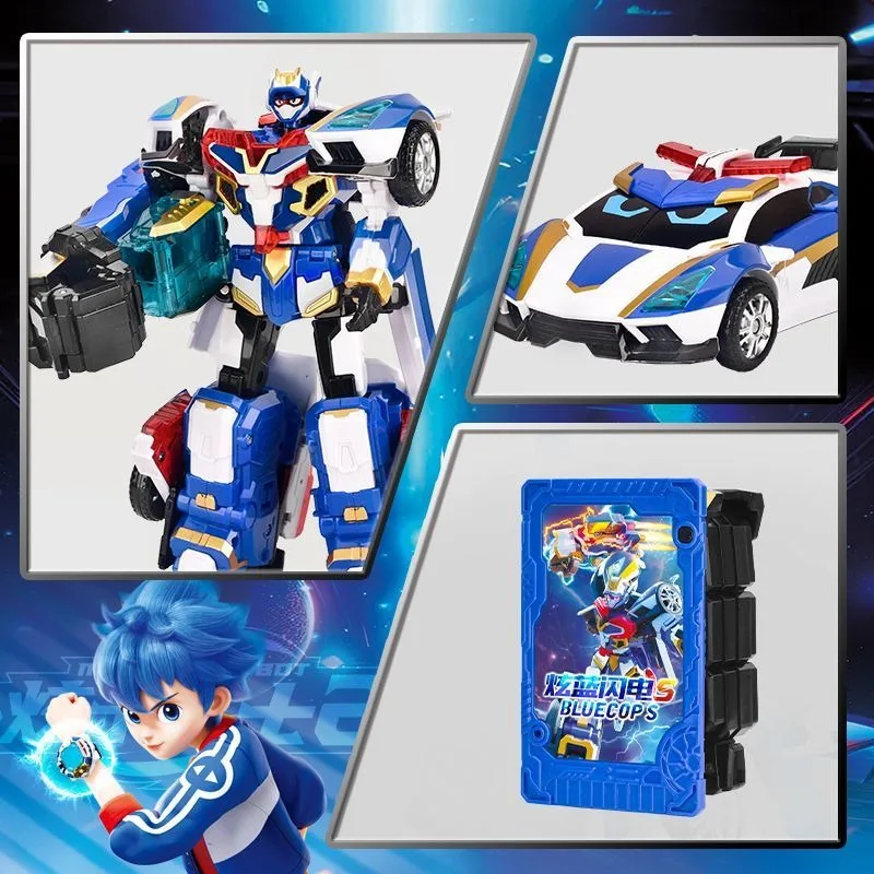 Фото Металлический робот-трансформер Cardbot BLUE COP S W, машинка-игрушка, фигурка, модель из АБС-пластика, подарок 2025 №3