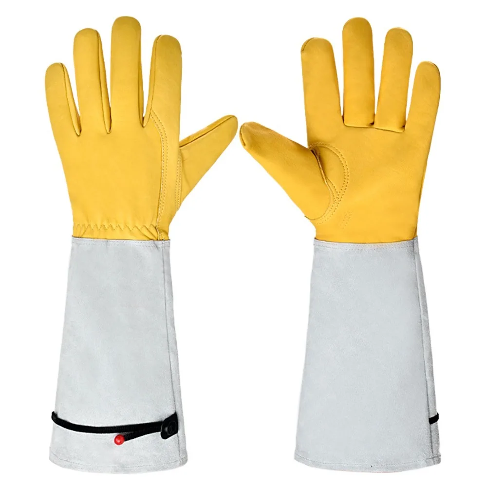 

Защитные садовые перчатки из овечьей кожи желтые/серые
