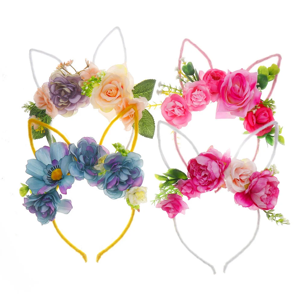 

Lovely Flower Bunny Ears Headband Gifts For Girls Happy Easter Day Rabbit Ears Hairband Spring Festival Birthday Party Favors