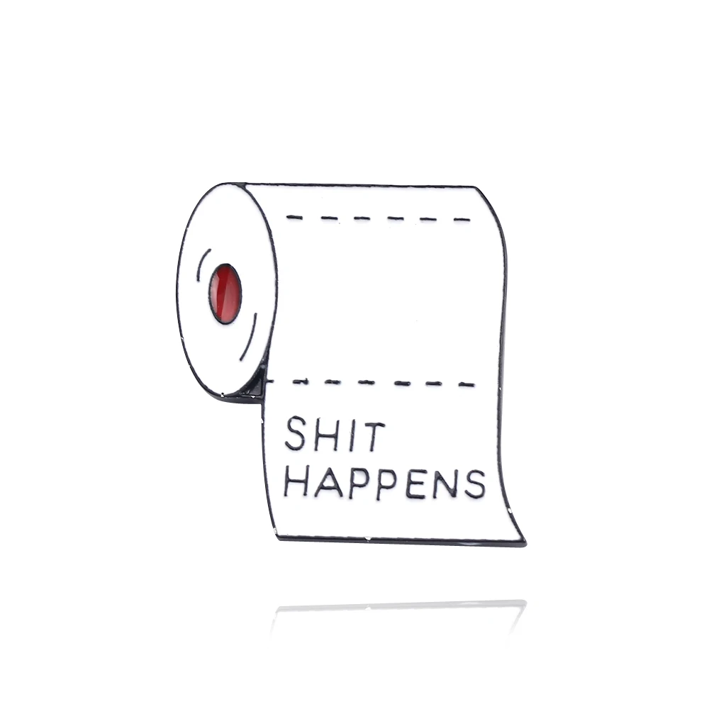 Белая туалетная бумага, металлические булавки для лацканов, значок с надписью «дерьмо», брошь на лацкан, булавки для куртки, рюкзака