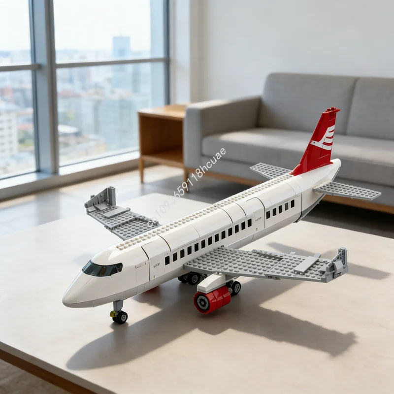 Фото 340 деталей MOC: Конструктор «Аэропорт города» (модель Airbus), развивающая игрушка для сборки, идея для творчества, подарок на Рождество №1
