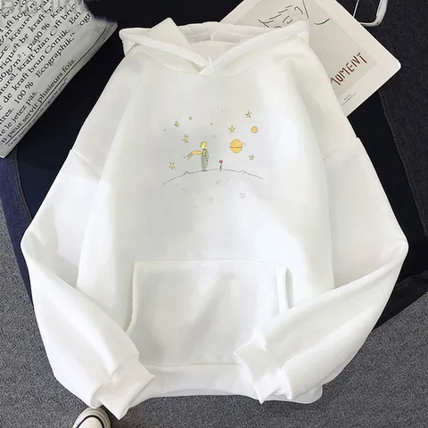 Funny Cartoon Ulzzang Spring Autumn Clothes Female Hooded Kawaii Little Prince Graphic Hoody New Women Men Harajuku Hoodies