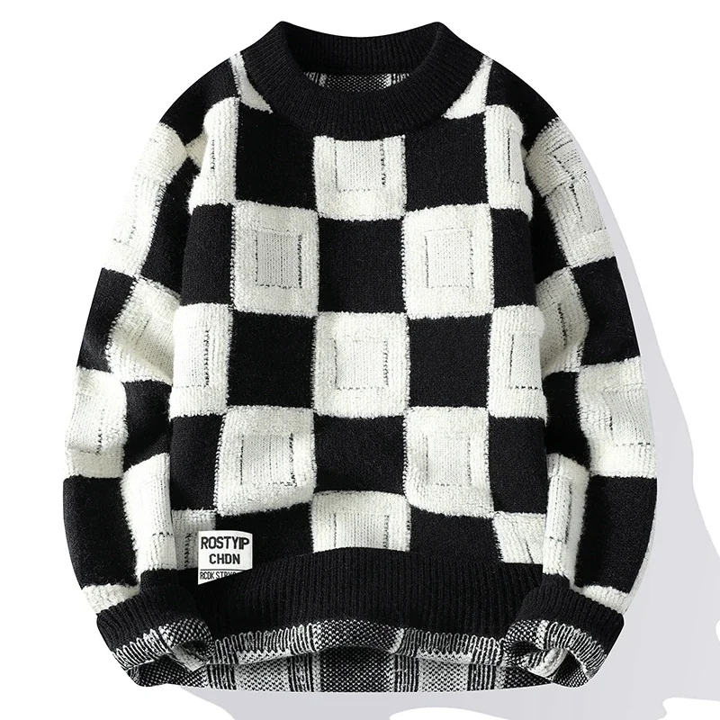 

Autumn and Winter New Classic Fashion Plaid Sweater Men's Casual Loose Comfortable Thick Warm High Quality Knitwear M-4XL