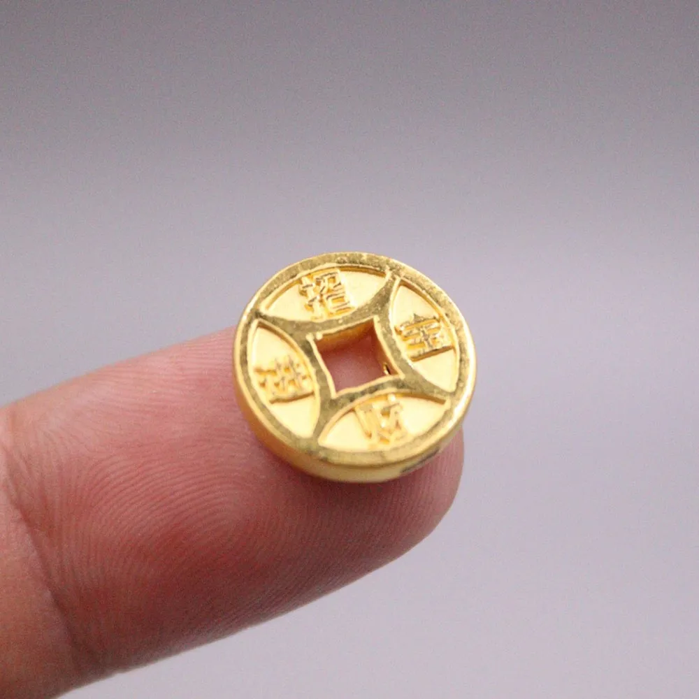 1 шт. настоящий чистый 999 желтые золотые бусины 24K Счастливый 3D Герой богатый