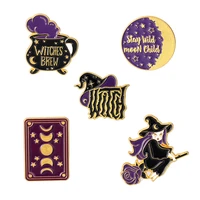 new magic world alloy brooch creative cartoon cute little witch shape paint badge lapel pins