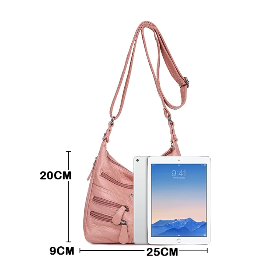 Multi-pocket Shoulder Bag Washed Super Soft Leather Handbag Purses Women Bag 2023 Trend Crossbody Bag Luxury Designer Female Sac