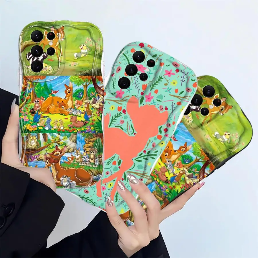 Чехол с кремовой текстурой для Samsung Galaxy S24 Ultra S23 S25 Plus S22 S21 FE S20 S24+ Funda Phone Cover Bambi Thumper