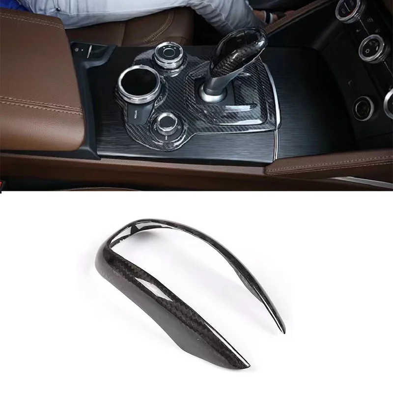

Real Dry Carbon Fiber Car Gear Shife Head Cover Trim Fit For Alfa Romeo Giulia Stelvio 2017-2019