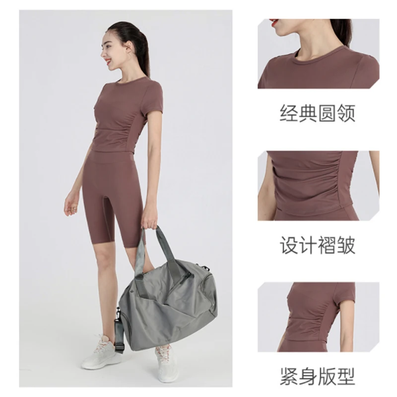 

Women‘s Round Neck, Short Sleeve Stretch Breathable Exercise And Fitness T-shirt