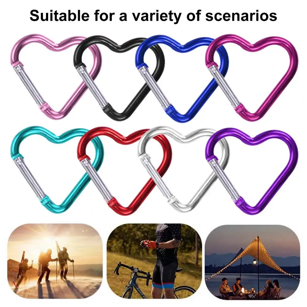 

Carabiner Hooks 10pcs Heart-shaped Carabiner Hooks Compact Hook Clips for Key Holders Camping Supplies Strong Load-bearing