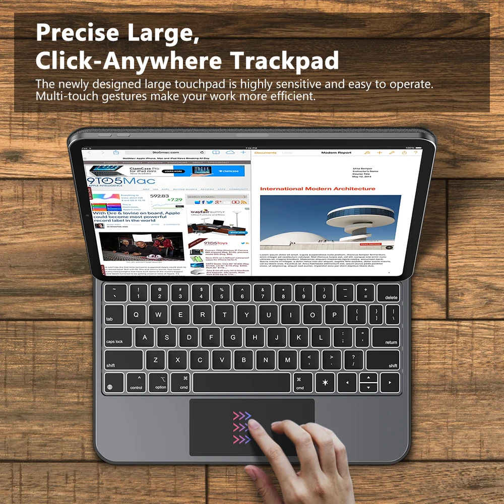 Фото GOOJODOQ Чехол с волшебной клавиатурой для iPad Pro 11 M4, iPad Air 4/5/6 Smart Pogo Pin PD18W, сквозной зарядный смарт-трекпад с жестами №4
