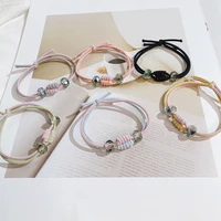 5piecesset hair ties headrope girl simple fashion hair ring double color knotted high stretch hair accessories