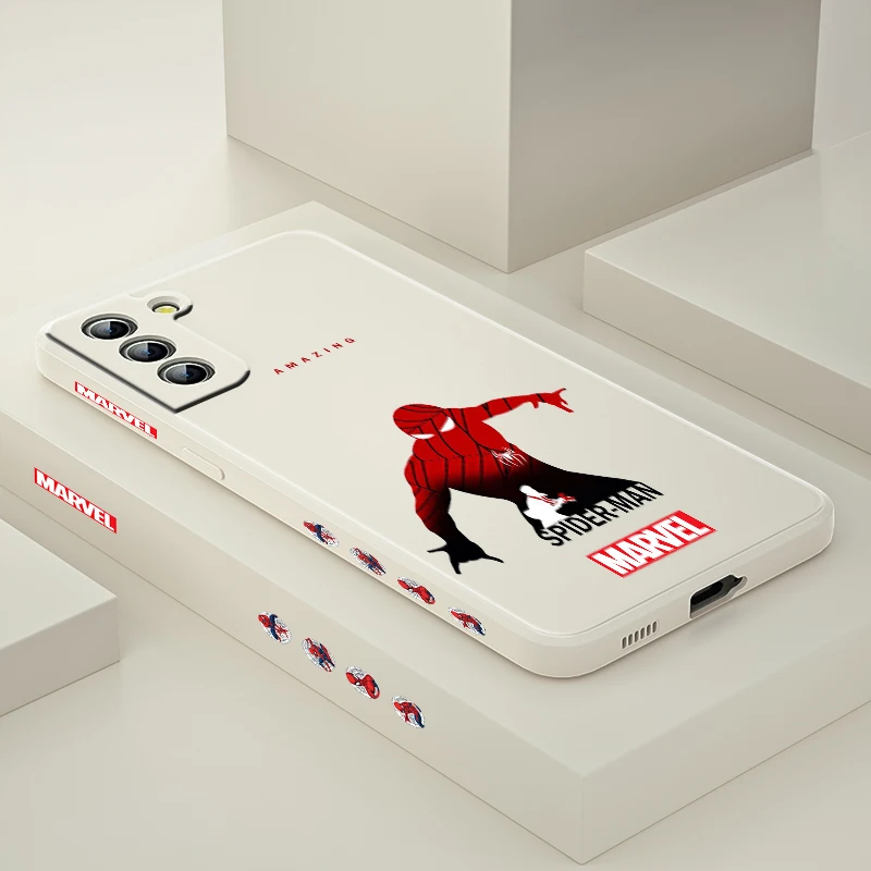 

Marvel Spiderman cartoon For Samsung Galaxy S22 S21 Ultra S20 S10 Note20 Plus Pro Lite Fe Liquid Left Silicone Soft Phone Case