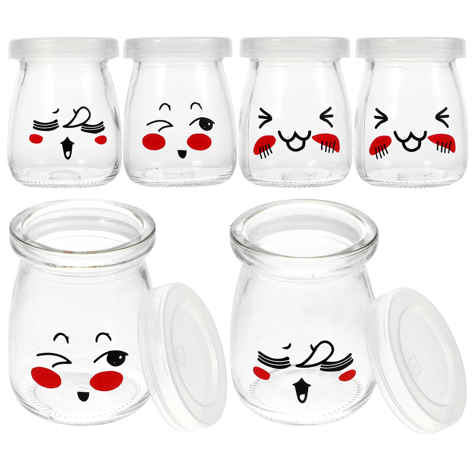 

6 Pcs Lid Food Containers Lids Yogurt Jars Glass Packing Storage