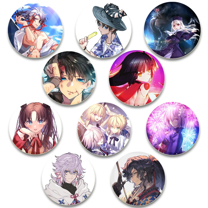 Anime Game Nu: Fate/Grand Order Brooch Pin Cartoon Figure Fujimaru Ritsuka Altria Caster Badge Button Souvenir Toy Fans Gift
