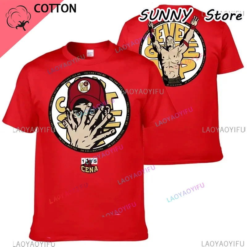 Фото Новая футболка John Cena Never Give Up Cenation You Cant See Me с 3D принтом для мужчин и женщин, модная повседневная детская одежда с короткими рукавами и круглым вырезом №1