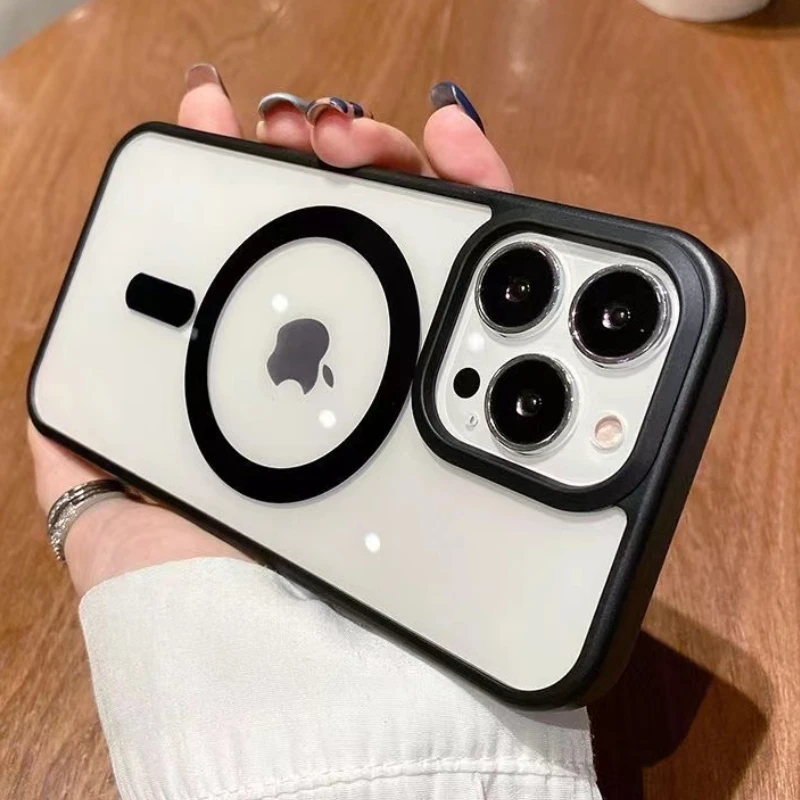 

For Magsafe Magnetic Case for iPhone 14 13 12 11 Pro Max Mini Frosted Phone Cases for iPhone 14 7 8 Plus XR XS Max Acrylic Cover