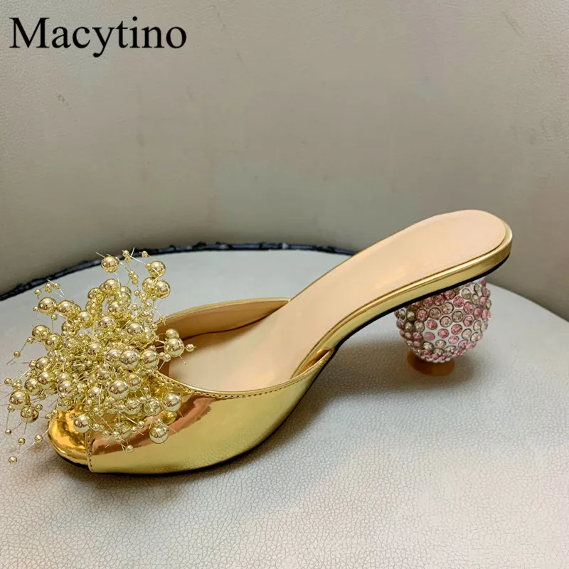 

Flower Design Ladies High Heel Slippers Pointed Ball Heel Diamond Heel High Heels Fashion Party High Heel Slippers