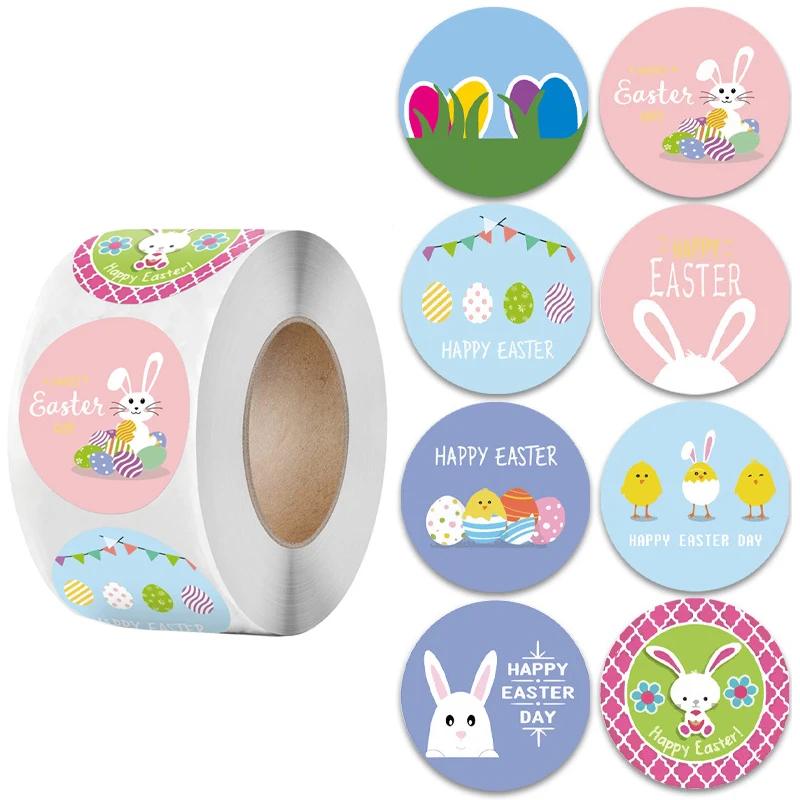 

500 шт. пасхальные наклейки большого размера, рулоны наклеек для детских игрушек, Детская благодарность, школьный блокнот, 100 шт. яиц