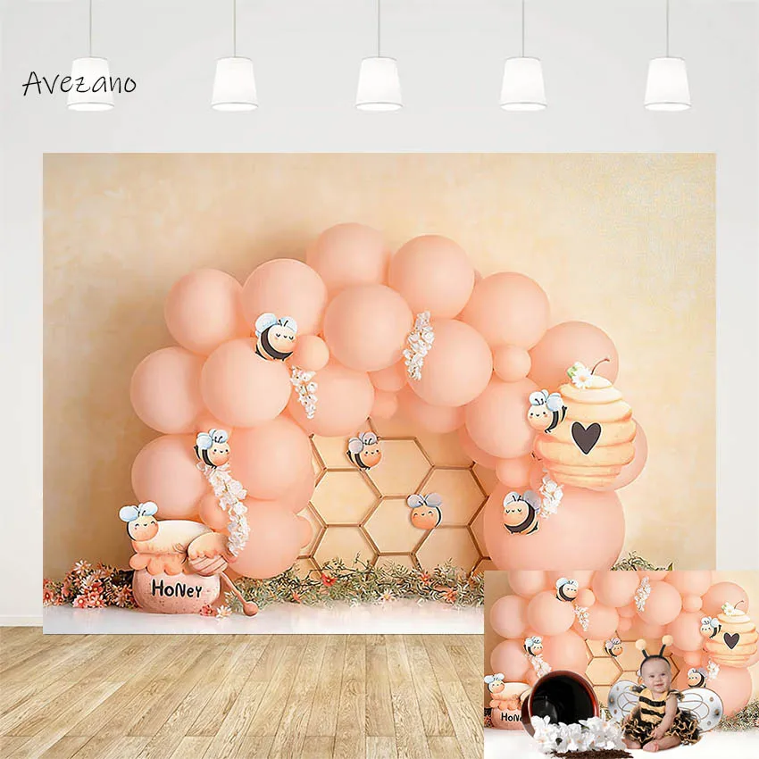 

Avezano Backdrop Photography Sweet Honey Bee Flowers Garden Kids Baby Birthday Portrait Cake Smash Background Photo Studio Decor