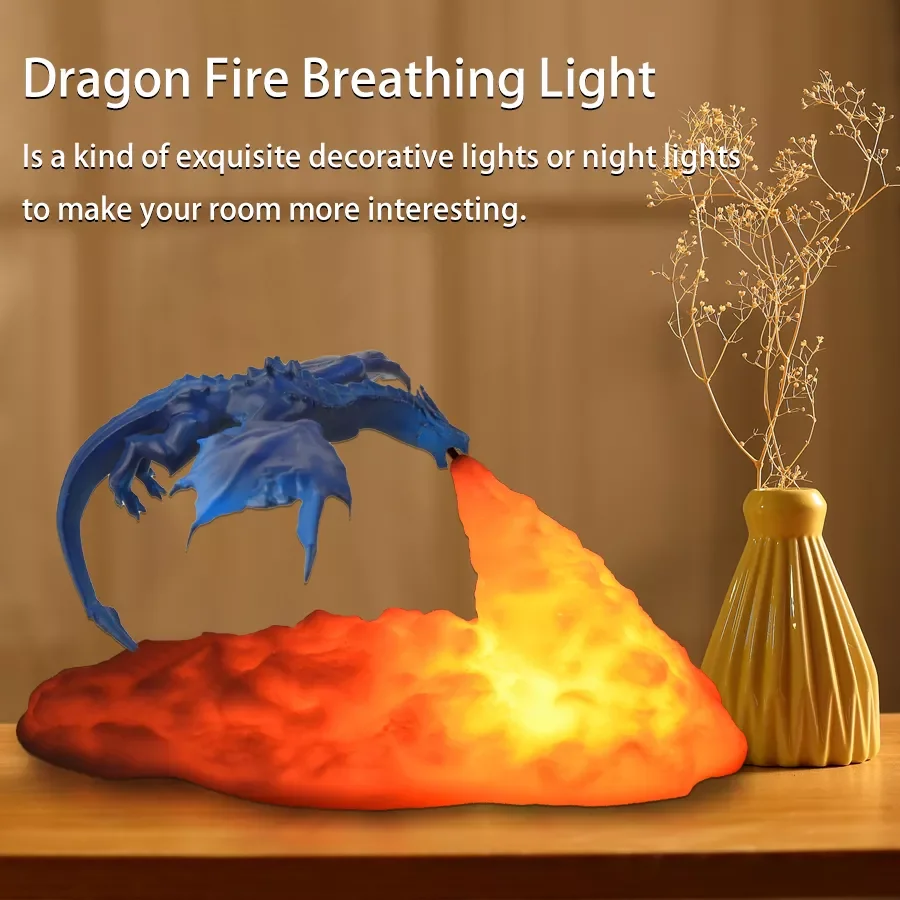 3D Print Dragon Lamp Bedroom Night Light Teenager Room Decoration Rechargeable LED Lights Indoor Lighting Holiday Birthday Gift