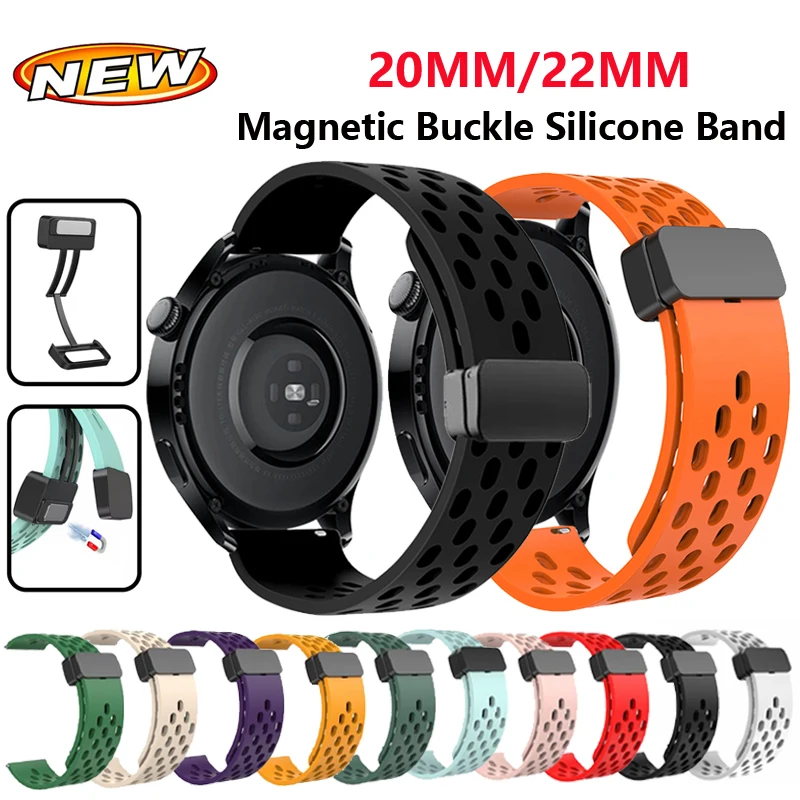 

20mm 22mm Magnetic Buckle Strap For Amazfit GTR 4 3 3Pro 42 47 Silicone Bracelet Correa For Amazfit Bip 3 3Pro GTS 2e 3 4 4mini