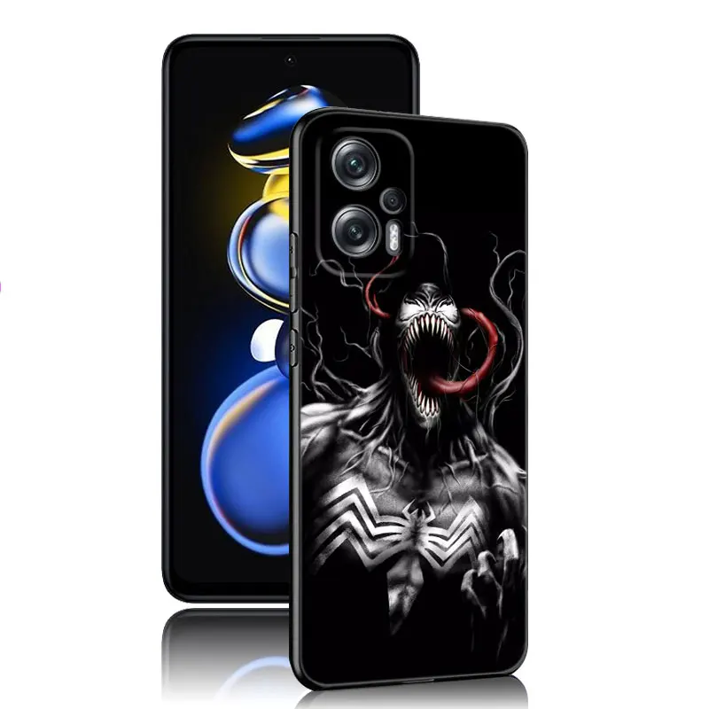 Черный силиконовый чехол для телефона Venom Marvel Xiaomi POCO X3 X4 NFC F4 GT F5 F6 M3 M4 M6 X5 X6 Pro 5G M5 C55