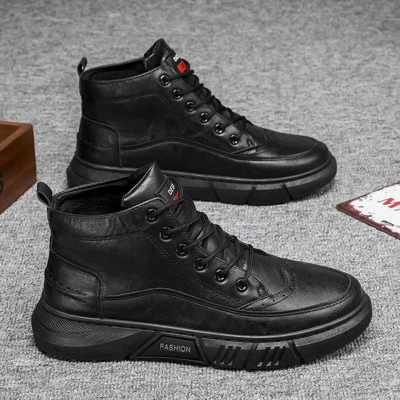 

Men's Handmade Casual Shoes Design Sneakers Man Comfortable High Top Pu Leather Shoes Men Loafers Moccasins Driving Shoe