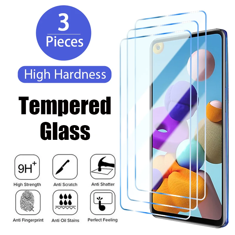 

3PCS Protective Glass for Samsung A72 A12 A51 A52 A71 A31 A70 A22 A21S Screen Protector for Samsung M51 M31 M21 A32 M12 Glass